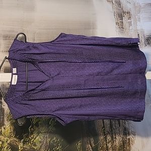 Liz Claiborne Womens Large Petite Classy purple black dot blouse top